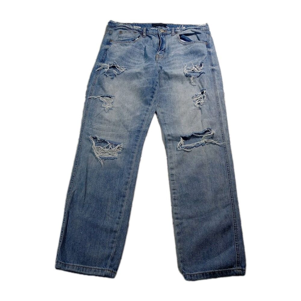 Aeropostale Boyfriend Jeans Women’s Size 10 Distressed Ripped Stone Wash Denim - Picture 3 of 15